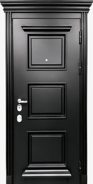 Багетная термодверь с карнизом, отделка МДФ шпон