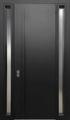 Утепленная дверь с остекленными боковыми вставками и бугельной ручкой