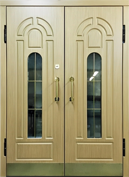 Двустворчатая утепленная дверь термо с отделкой МДФ