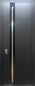 Дверь с шумоизоляцией цвет графит, ручка скоба из нержавейки