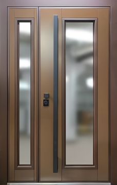 Полуторная термодверь МДФ шпон с бугельной ручкой