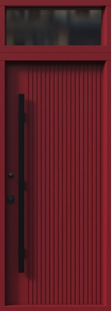 Входная термодверь с остекленной фрамугой и бугельной ручкой (порошковая покраска белого и красного оттенков) Входная термодверь с остекленной фрамугой и бугельной ручкой (порошковая покраска белого и красного оттенков)