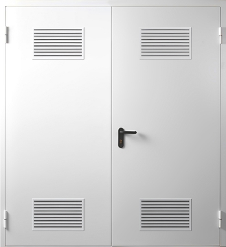 Противопожарная двустворчатая дверь с вентиляцией на 2 полотна
