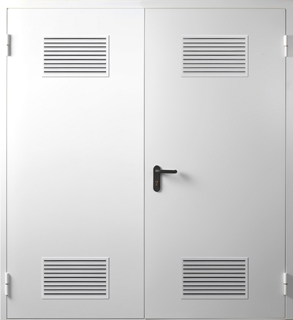 Противопожарная двустворчатая дверь с вентиляцией на 2 полотна Противопожарная двустворчатая дверь с вентиляцией на 2 полотна