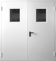 Двупольная противопожарная  дверь с остеклением