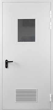 Однопольная противопожарная дверь с остеклением и вентиляцией