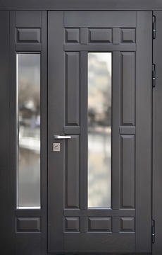 Однопольная термодверь с МДФ шпон и стеклопакетами