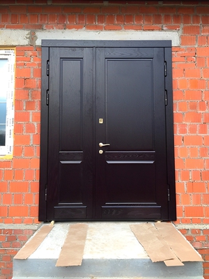 Полуторная дверь с отделкой МДФ шпон