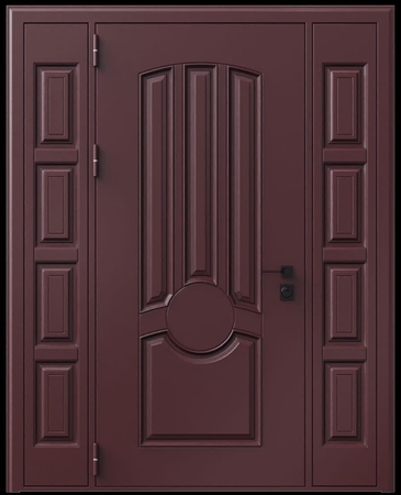 Входная термодверь с металлофиленкой, вставками по бокам и порошковым окрашиванием RAL 3007 (тип №3) Входная термодверь с металлофиленкой, вставками по бокам и порошковым окрашиванием RAL 3007 (тип №3)