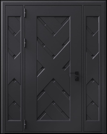 Входная термодверь с металлофиленкой, вставками по бокам и порошковым покрытием RAL 9004 (тип №10) Входная термодверь с металлофиленкой, вставками по бокам и порошковым покрытием RAL 9004 (тип №10)