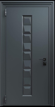 Входная термодверь с металлофиленкой и порошковым напылением RAL 7021 (тип №10)