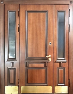 Полуторная термодверь МДФ шпон с багетом и остеклением