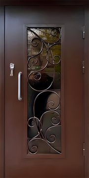 Порошковая остекленная дверь с решеткой