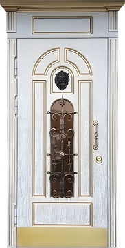 Высокая стальная дверь с белым МДФ и остеклением